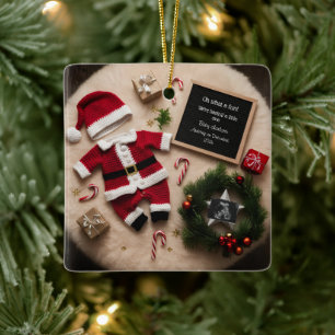 Unique Christmas pregnancy announcement  Ceramic Ornament