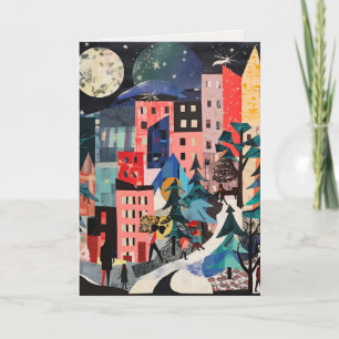 Unique Christmas Tree Scenes Holiday Card