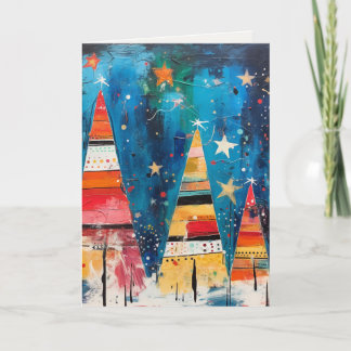 Unique Christmas Tree Scenes Holiday Card