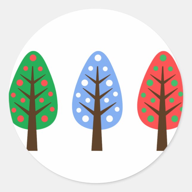 Unique Christmas trees green blue red Sticker (Front)