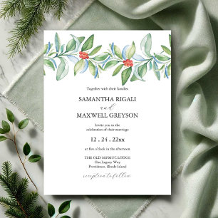 Unique Christmas Wedding Invitations Watercolor