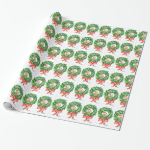 Unique Christmas wrapping paper Kiwi and wreath