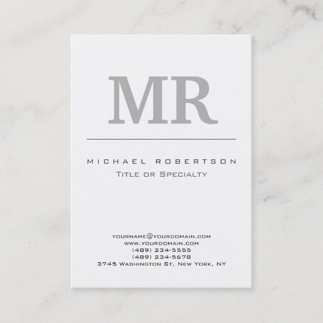 Unique Chubby Modern Grey White Business Card (Front)