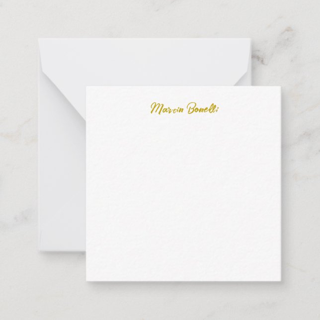 Unique Classic Simple Gold Colour Name Calligraphy Card (Front)