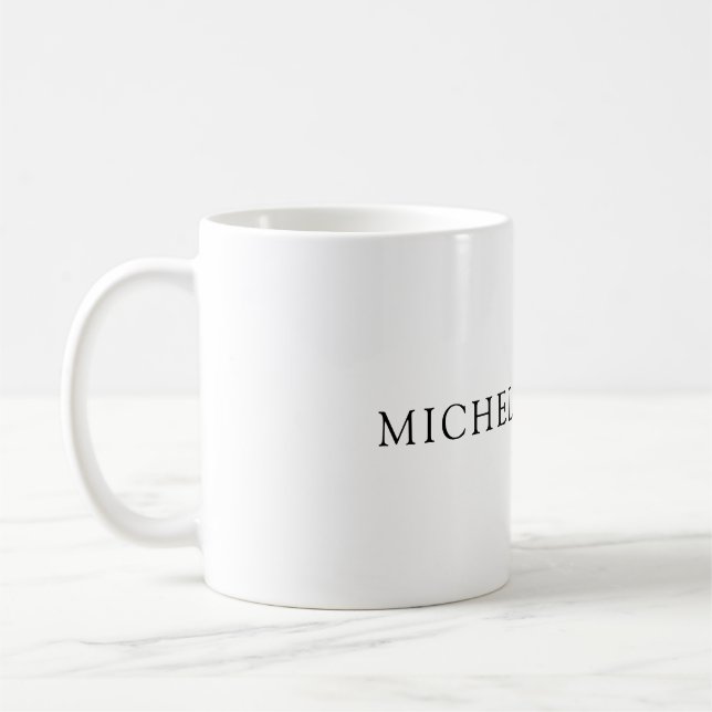 Unique Classical Minimalist Plain Simple Name Coffee Mug (Left)