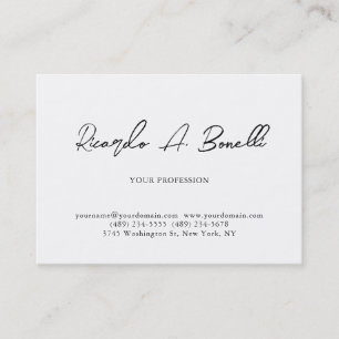 Unique Classical Plain Simple White Professional Business Card