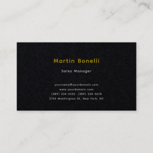 Unique Classical Simple Gold Colour Name Black Business Card