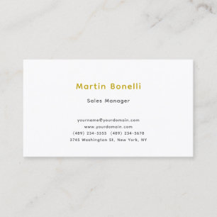 Unique Classical Simple Gold Colour Name Business Card