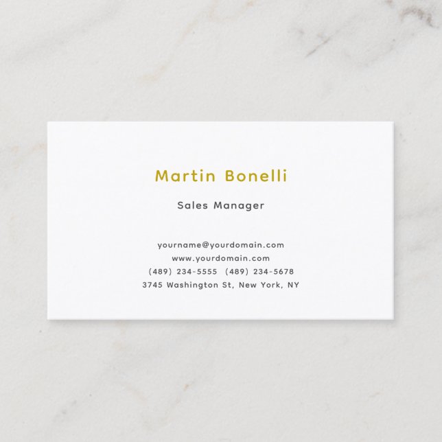 Unique Classical Simple Gold Colour Name Business Card (Front)