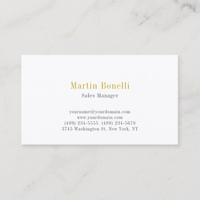 Unique Classical Simple Gold Colour Name Business Card (Front)