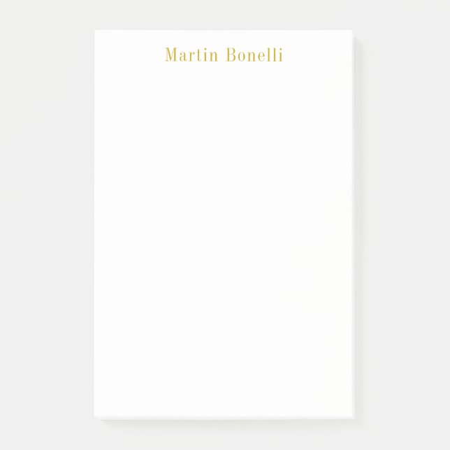 Unique Classical Simple Gold Colour Name Post-it Notes (Front)