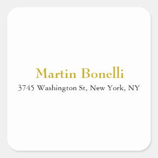 Unique Classical Simple Gold Colour Name Square Sticker