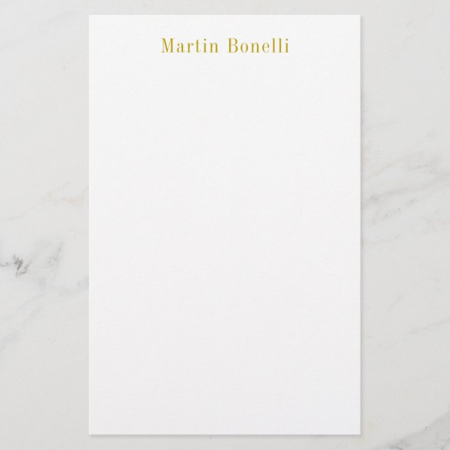 Unique Classical Simple Gold Colour Name Stationery (Front)