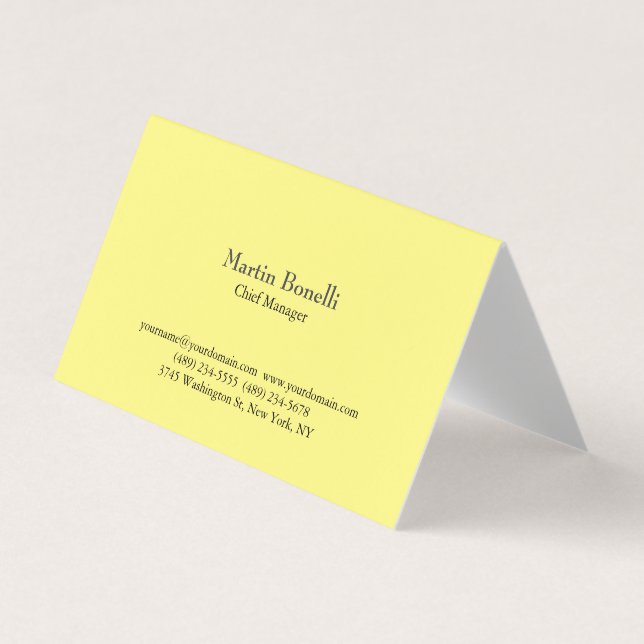 Unique Classical Simple Light Yellow Business Card (Front)