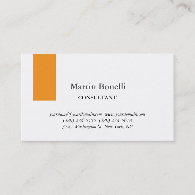 Unique Classical Simple Orange & White Business Card (Front)