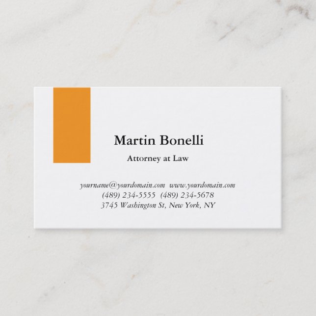 Unique Classical Simple Orange & White Business Card (Front)