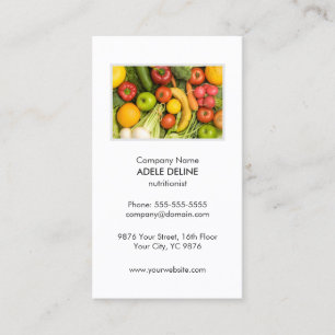 Unique Clean Vegetable Nutritionist Diet Health Business Card