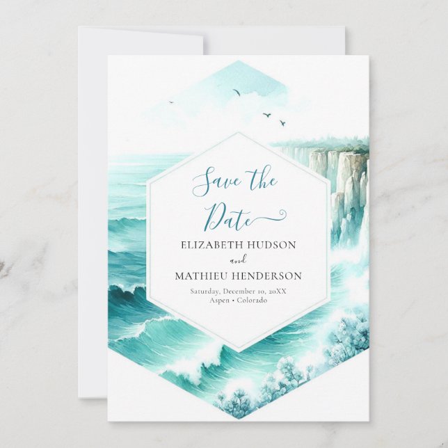 Unique Cliff Nautical Wedding Save The Date (Front)