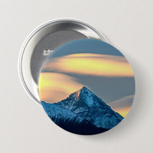 Unique Clouds Over Snow Covered Mountains 7.5 Cm Round Badge