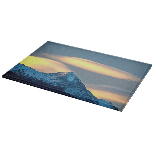 Unique Clouds Over Snow Covered Mountains Cutting Board (Corner)