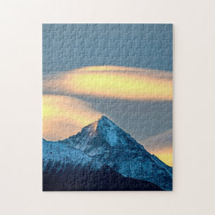 Unique Clouds Over Snow Covered Mountains Jigsaw Puzzle