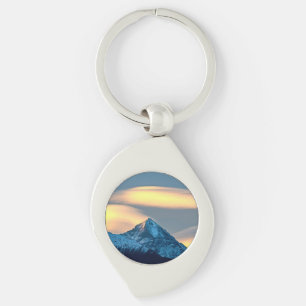 Unique Clouds Over Snow Covered Mountains Key Ring