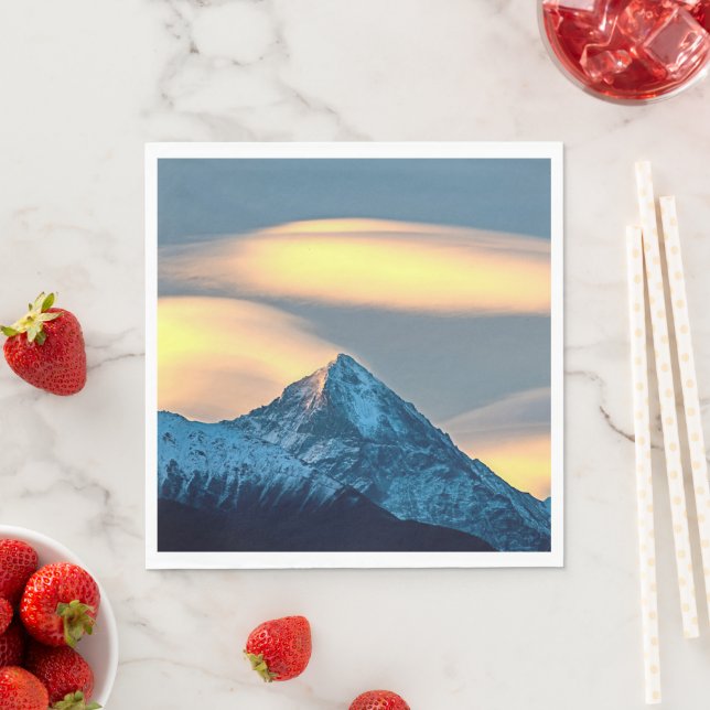 Unique Clouds Over Snow Covered Mountains Napkin (Insitu)