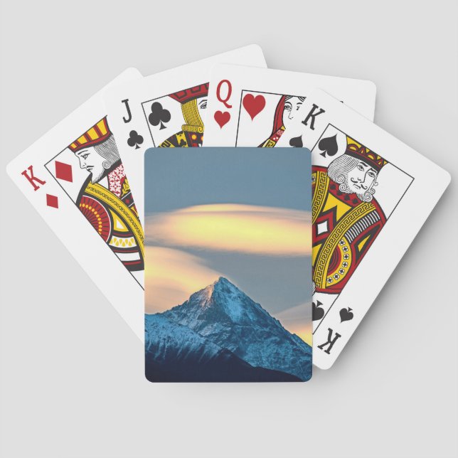 Unique Clouds Over Snow Covered Mountains Playing Cards (Back)