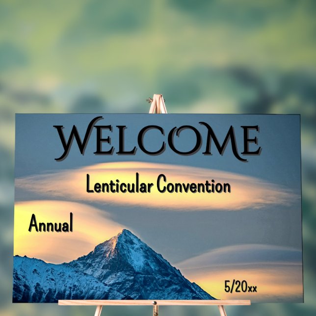 Unique Clouds Over Snow Covered Mountains Welcome Acrylic Sign (Neutral)