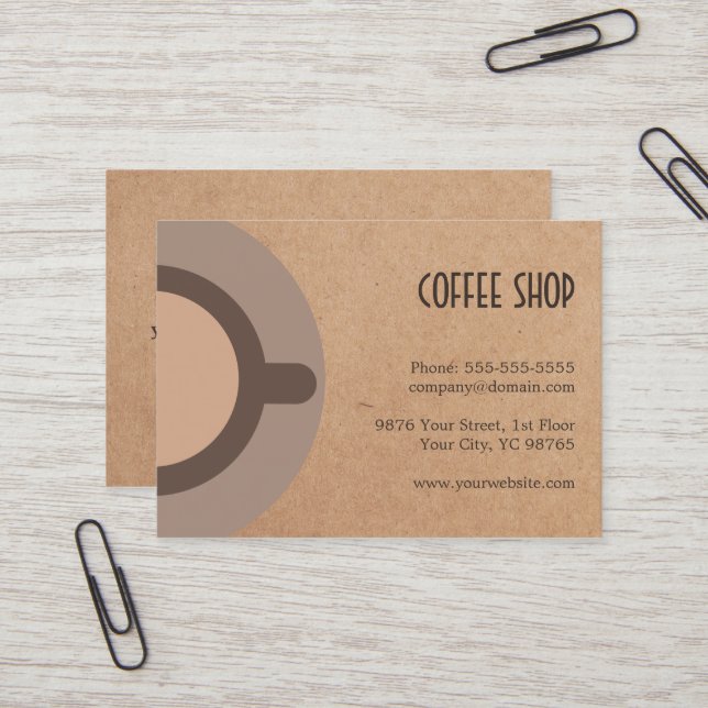 Unique Coffee Icon Cardboard Back Coffee Shop 4. Business Card (Front/Back In Situ)