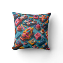 Unique & Colorful Shaped Erasers Throw Cushion