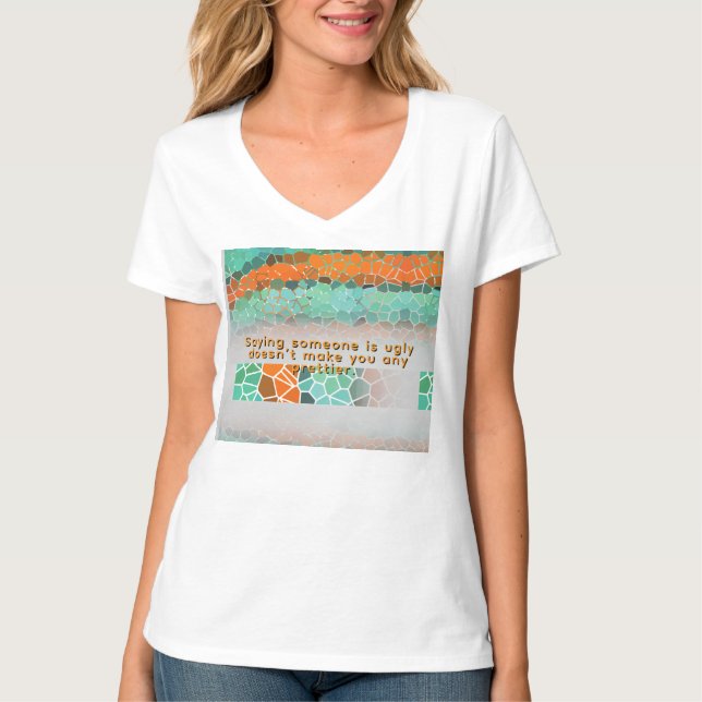 Unique Colorful Triangle Pattern & Quotes T-Shirt (Front)