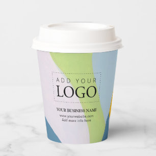Unique colour block abstract art business logo paper cups