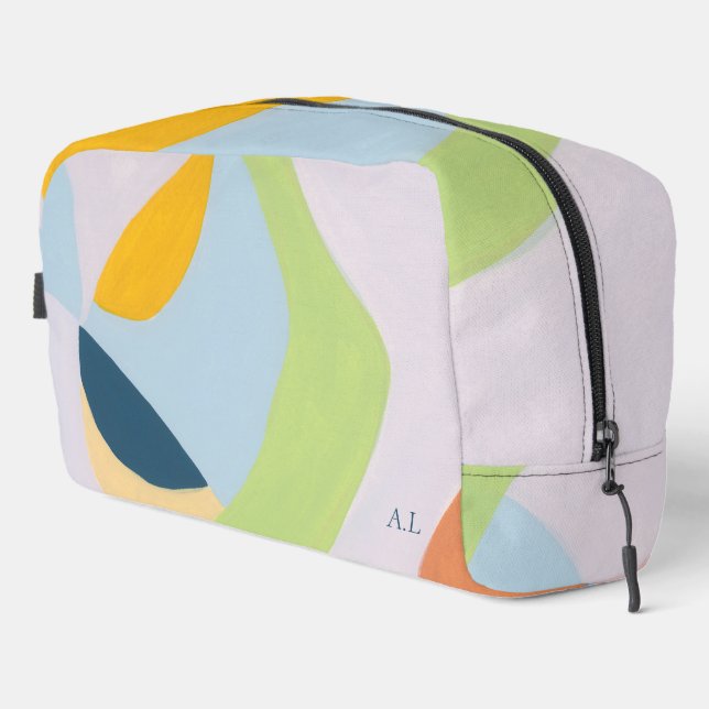 Unique colour block abstract art personalised gift dopp kit (Right Corner)