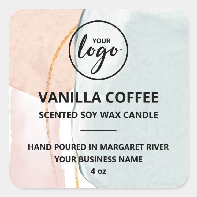 Unique Colour Blocks Scented Soy Candle Logo Label (Front)