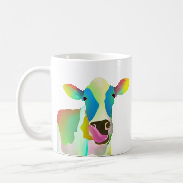 Unique colourful cow coffee mug (Left)