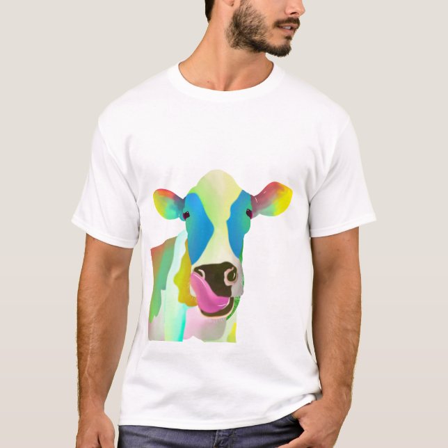 Unique colourful cow T-Shirt (Front)
