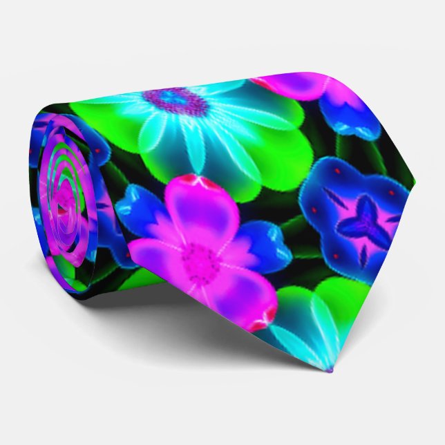 Unique Colourful Flower Pattern Tie (Rolled)