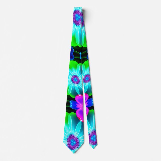 Unique Colourful Flower Pattern Tie (Front)
