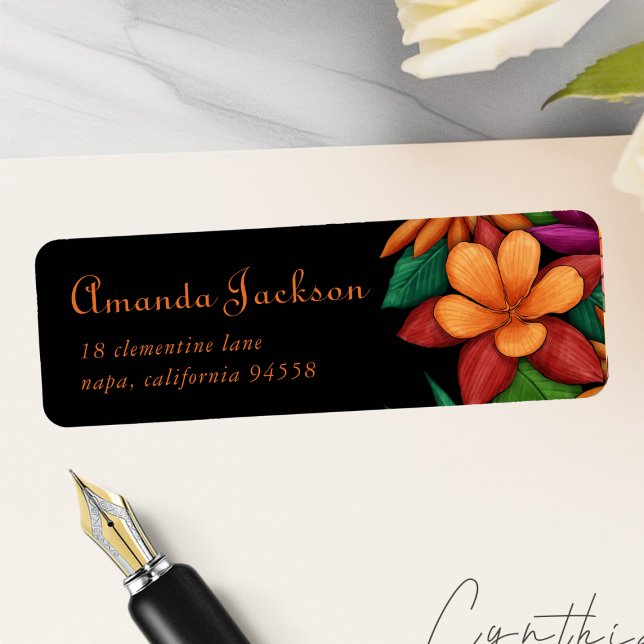 Unique Colourful Flowers Typography Return Address (Creator Uploaded)