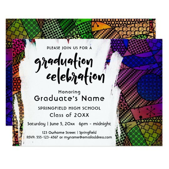 Unique, Colourful, Geometric 2 Graduation Party Card