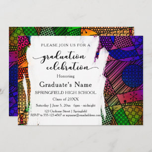 Unique Colourful Geometric Pattern Graduation Part Invitation