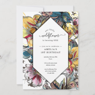 Unique Colourful Girls First / 1st Birthday Party Invitation