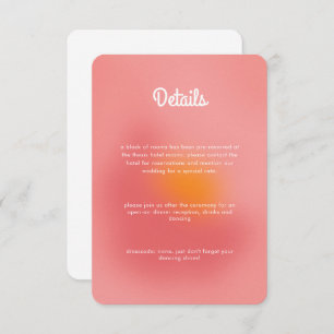 Unique Colourful Gradient Ombre Pink Orange Weddin Enclosure Card