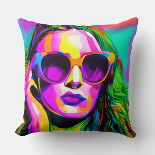 Unique Colourful Ladies in Sunglasses Art Cushion