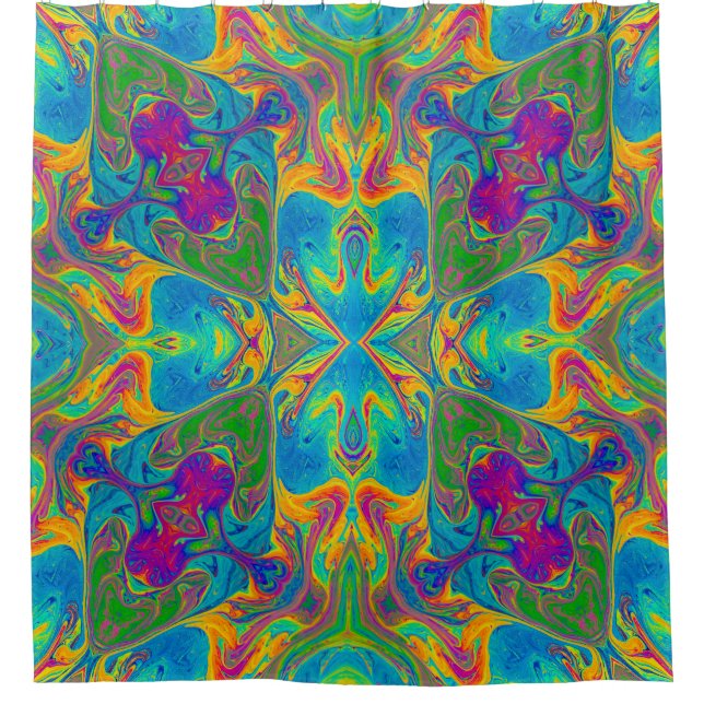 Unique Colourful Neon Abstract Shower Curtain (Front)