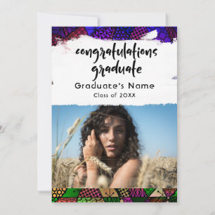 Unique Colourful Pattern Photo Grad Announcement