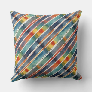 Unique Colourful Rainbow Stripes Watercolor Patter Cushion