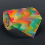 Unique Colourful Retro Chic Zigzag Waves Pattern Tie<br><div class="desc">Unique neck tie with contemporary image of bright orange, vibrant aqua turquoise, vivid lime green, yellow, purple, red and hot fuchsia pink coloured zigzag waves pattern. Ornate, funky, modern and whimsical hipster design for the artistic or artsy hip trend setter, vintage retro, nouveau deco art style or abstract graphic digital...</div>