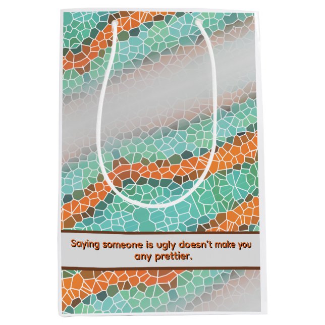 Unique Colourful Triangle Pattern & Quotes Medium Gift Bag (Front)
